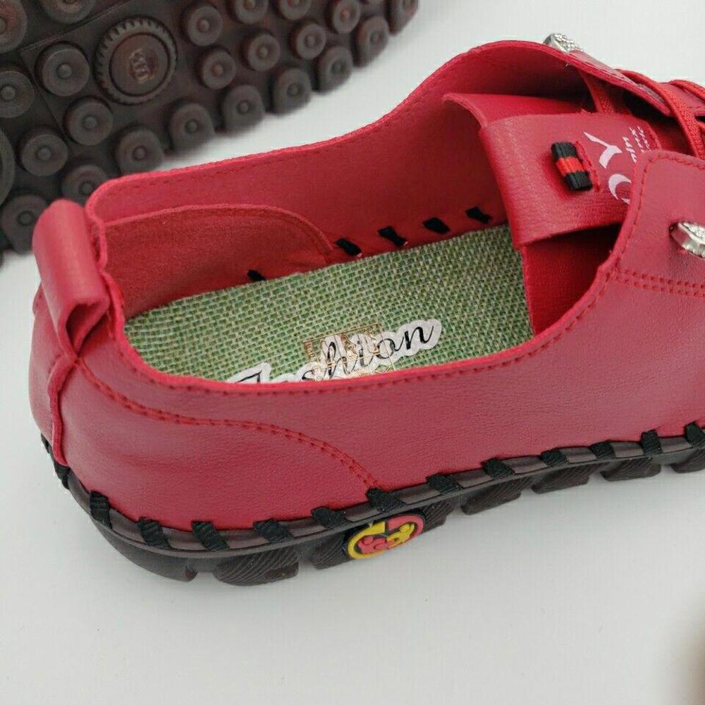 Women's Red Casual Sneakers - Comfortable Everyday Shoes - Picture 3 of 15